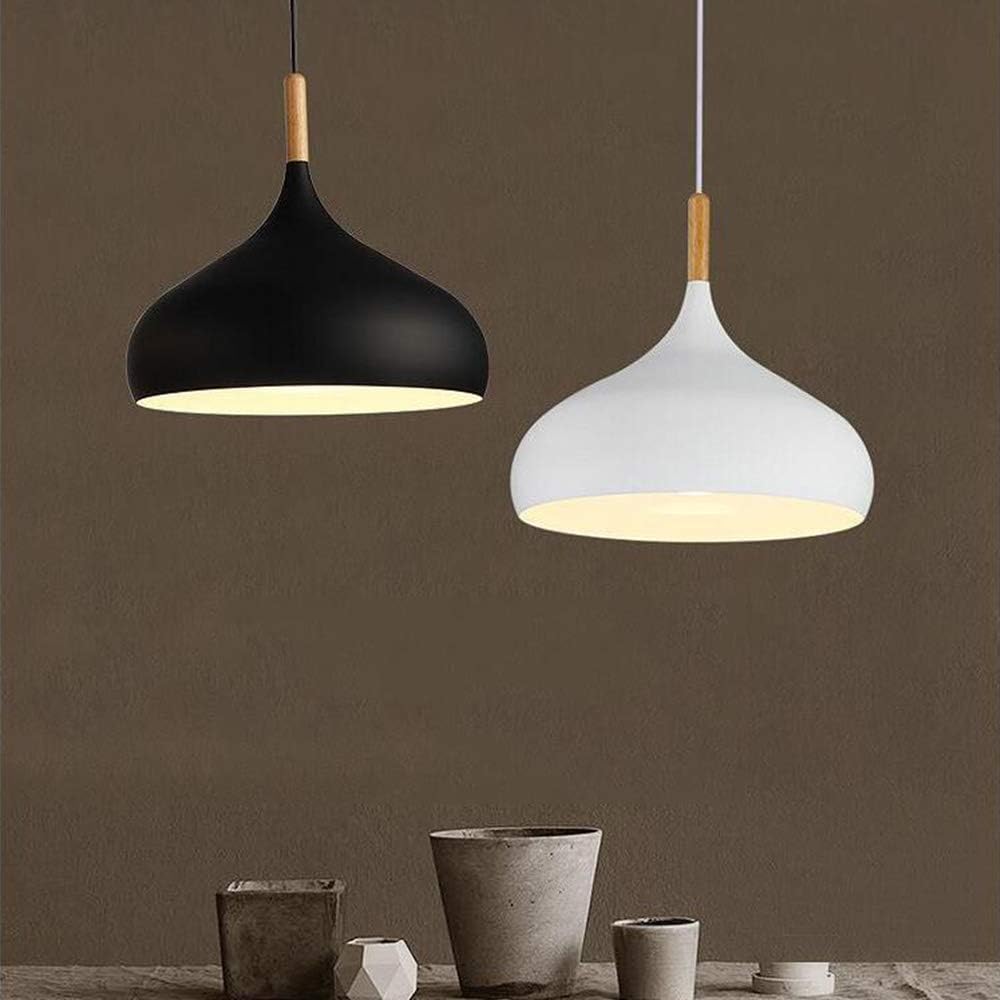 Mengjay Metal Pendant Light Black Retro Hanging Lighting Vintage Industrial Ceiling Lamp for Kitchen Living Room Dining Room, E27 / E26 Lamp Base (Black)
