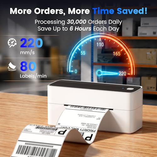 Image of Phomemo High-Speed Bluetooth Thermal Label Printer & 500Pcs 4x6 Thermal Shipping Label, Pink Labels Printers for Shipping Package, Compatible with iPhone, Android, Shopify, Amazon, USPS