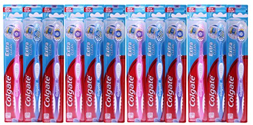 Colgate Extra Clean Firm Head, Assorted Colors, Pack of 12