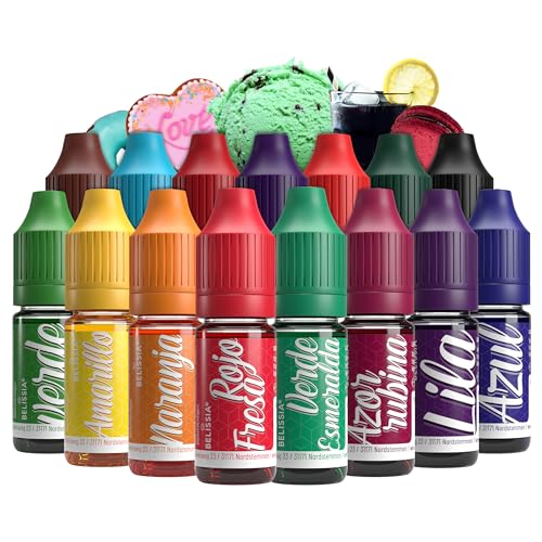 Belissia Colorante Alimentario Set 15x10ml líquido para Cocinar y Hornear