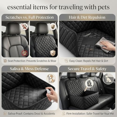 Sun Stars Pets Dog Car Seat for Small Dogs, Booster Pet Car Seat with Safety Leash & Storage Pockets, Portable Dog Car Bed Washable, Elevated Puppy Car Seat for Travel, Fits Most Cars by Sun Stars Pets - Image 3