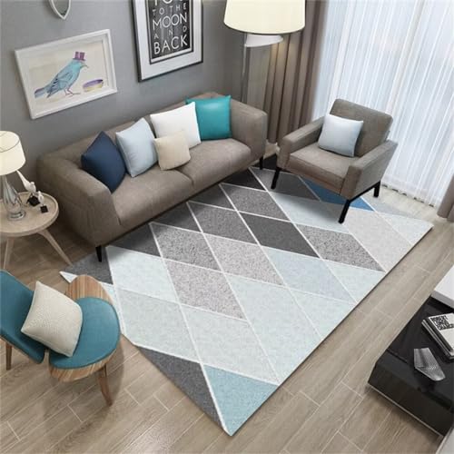 Tapis de sol salon géométrique bleu grand format 200x250cm - 2