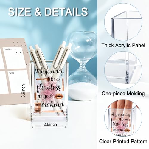 Image of May Your Day Be As Flawless As Your Makeup Acrylic Cosmetic Holder, Funny Makeup Brush Holder Gifts for Cosmetologist Women Girls, Bathroom Vanity Storage for Make up Brushes