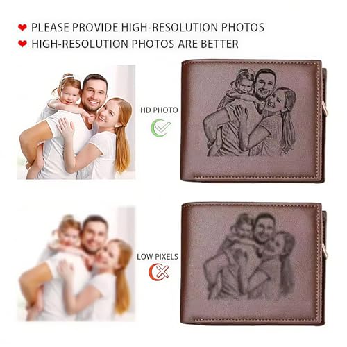 ENOMY Custom Leather Wallet for Men, Personalized Wallet for Father, Son, Boyfriend, Gifts for Wedding, Father's Day, Anniversary, Birthday, Graduate (Brown)3