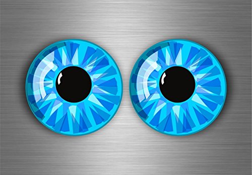 Akachafactory 2X Autocollant Sticker Voiture Moto il Yeux Casque Scooter Quad Monster Bleu