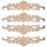 4Pcs Wood Appliques Onlays Decorative Wooden Applique for Furniture, Unpainted Long Wood Carved Appliques Onlays Furniture, Cabinets, Beds & Wardrobes, Wooden Applique for Home Decor (7.87' x 1.97')