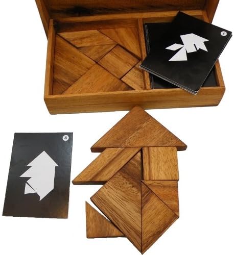 Miniatura 4 de Juego de tangrama lógico con cartas de juego de rompecabezas de madera