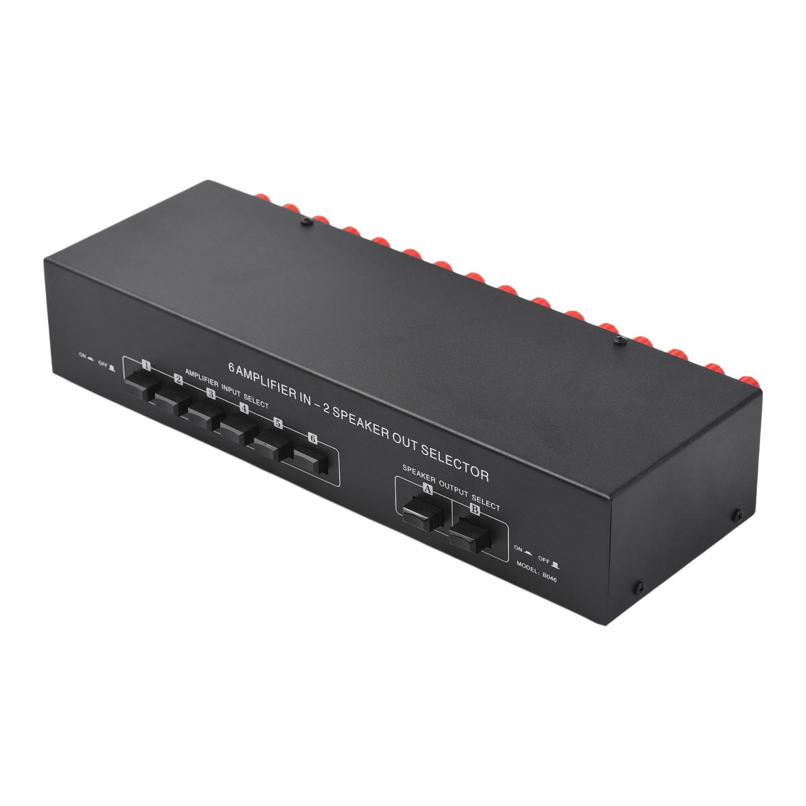 Przełącznik Wyboru Głośników Wzmacniacza z Niezależnym Sterowaniem dla Entuzjastów Domowego Sprzętu Audio, Plug and Play dla Audiofilów, Czarna Stalowa Obudowa, rozmiar: 12,6 X 5,4 X 2,6