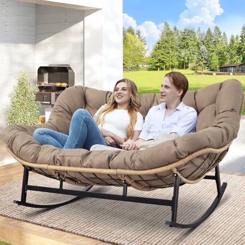RADIATA Oversized Double Rocking Papasan Chair, Extra Wide Patio...