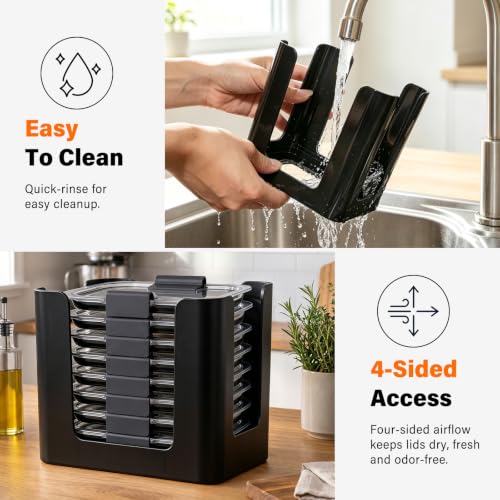 CBJHPZ Food Container Lid Organizer for Rubbermaid Brilliance Snap-on Lids | Sizes for tiny (0.5 cup), small (1.3 cup), and medium (3.2 & 4.7 cup) lids, Easy to clean, No assembly required - image 5
