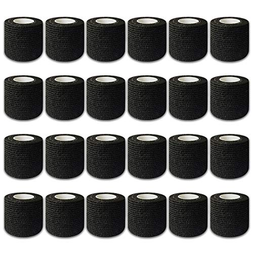 Tattoo-Grip-Cover-Wrap-24Pcs-2-x-5-Yards-Disposable-Cohesive-Tattoo-Grip-Tape-Wrap-Black-Elastic-Bandage-Rolls-Self-Adherent-Tape-for-Tattoo-Machine-Grip-Tube-Sports-Tape Tattoo Grip Cover Wrap 24Pcs 2 x 5 Yards Disposable Cohesive Tattoo Grip Tape Wrap Black Elastic Bandage Rolls Self Adherent Tape for Tattoo Machine Grip Tube Sports Tape