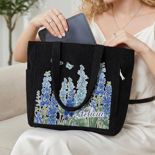 Bolsa Tote Personalizada de Pana con Mariposa para Mujer miniatura 5