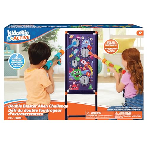 Kidoozie B*Active Double Blaster Alien Challenge – Alien Theme – Includes Standing Target, 2 Foam Ball Blasters & 20 Foam Balls – Ages 6+ by Kidoozie - Image 7