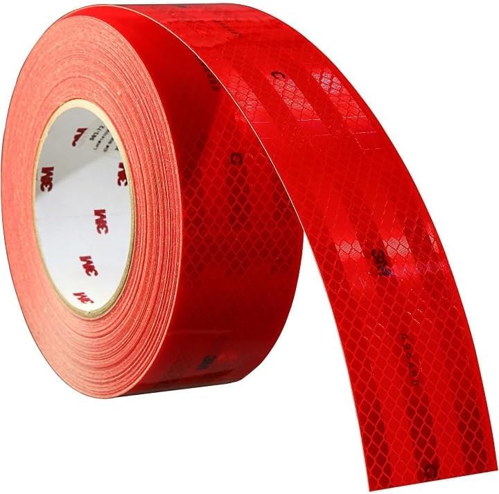 3M 2 Inch (50.8 Mm) Width X 20 Feet High Intensity Warning Retro Reflective Reflector Radium Conspicuity Sticker Tape Sheet For Car, Truck, Lorry, Cycle Color : Red