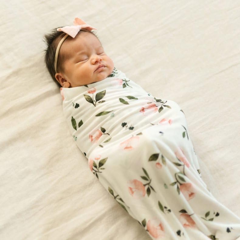 Image of Little Unicorn Stretch Knit Swaddle Blanket | Single | Super Soft | Swaddling, Burping, Nursing | Newborns and Infants | Large 47 inch x 47 inch | Machine Washable | Watercolor Rose