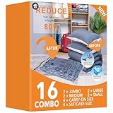 16 Pack Travel Vacuum Bags For Luggage,Carry-on Size Vacuum Seal Bags for Luggage and Suitcase Compression, Space Saver for Clothes and Clothing Organization