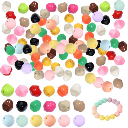 PLATEYTR Silikonperlen Bastelset 12mm 105 Stück – Farbiges DIY Perlen Set für Schmuckherstellung, Handarbeiten, Armbänder, Ketten, Kinder & Erwachsene, kreative Geschenkideen