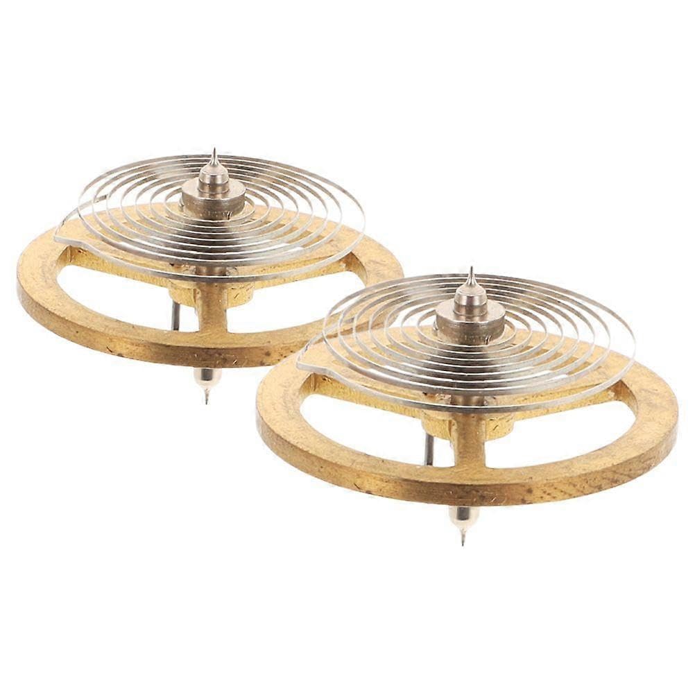 JOYHAPPST 2pcs Watch Balance Wheel Spring Movement Parts Accessories Balance Wheel Fit for Watch Movement Repair Golden