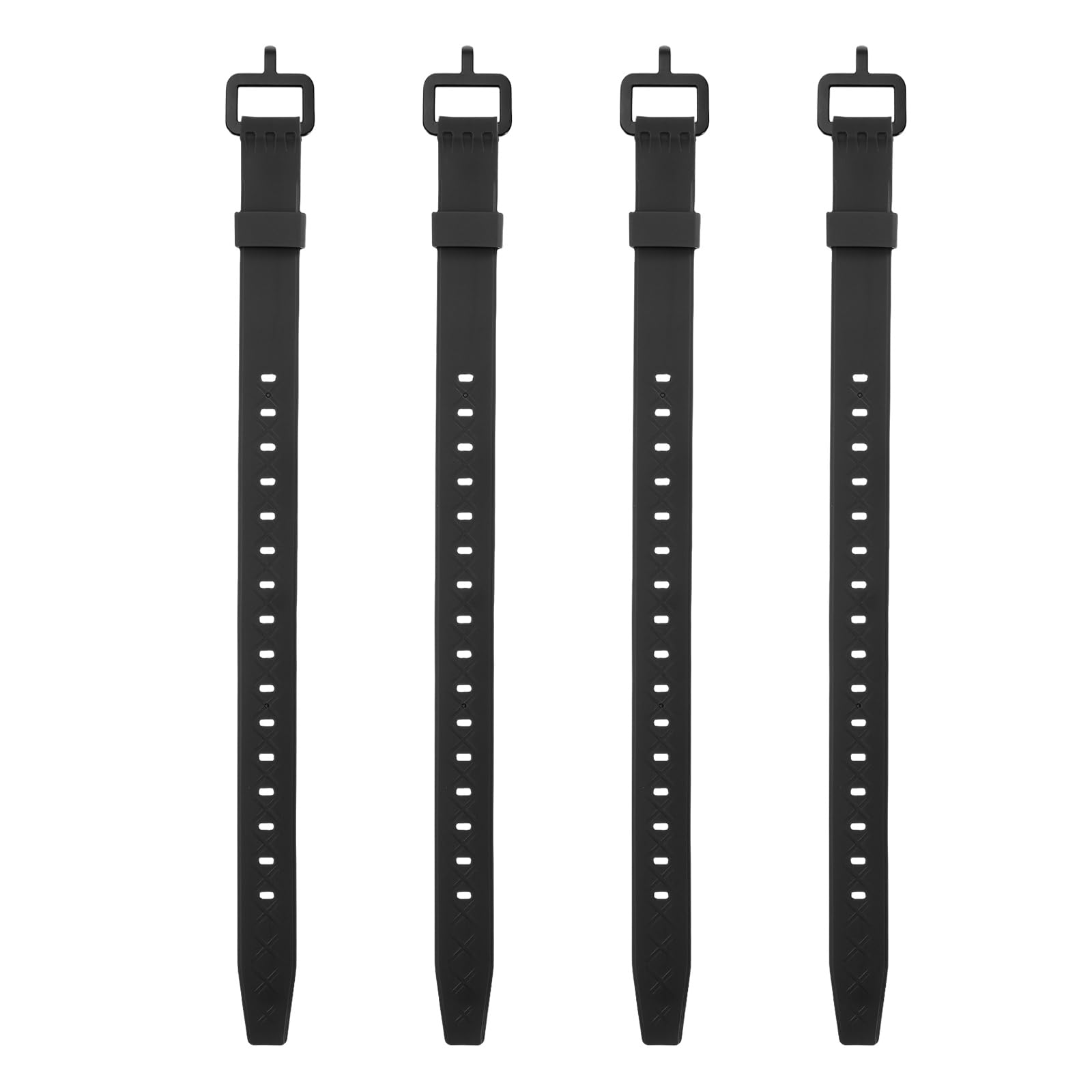 4 Pcs Silicone Tie Down Strap, 35cm / 14 inch Versatile Wear Resistant Silicone Securing Strap with Black Metal Buckle for Luggage Binding Outdoor Equipment Sorting,Black