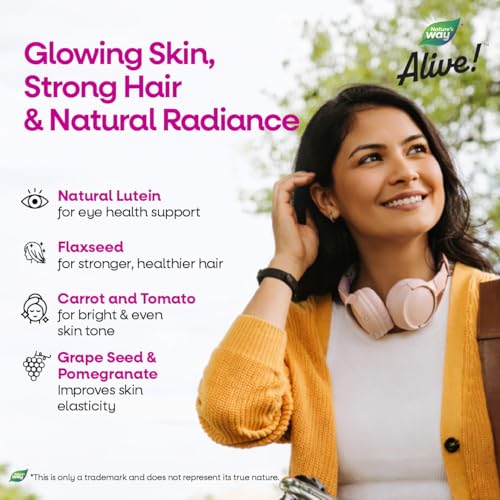 Image of Nature's Way Alive Women's Ultra Multivitamin - Daily Whole-Food Nutrition from 32+ Fruits & Veggies | Hormone, Immunity & Metabolism Support | Digestive Enzymes | 100% RDA of 19+ Vitamins & Minerals | 60 Tablets