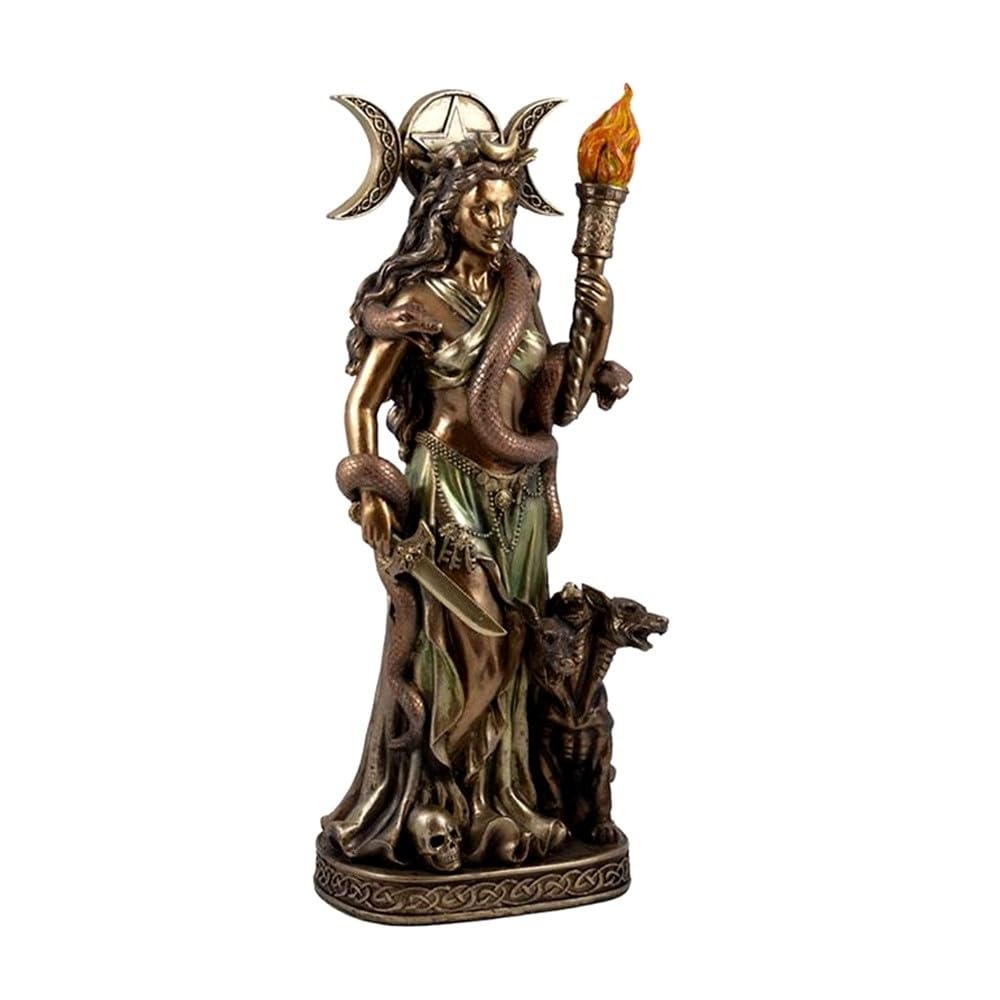 Hekate Figura 40 cm. guardiana de la Noche Imagen Resina Color Bronce Dios brujos y hechiceros