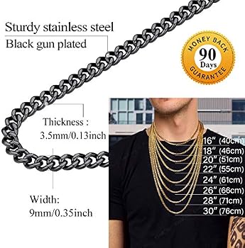 FindChic Men Curb Chain Necklace 18K 