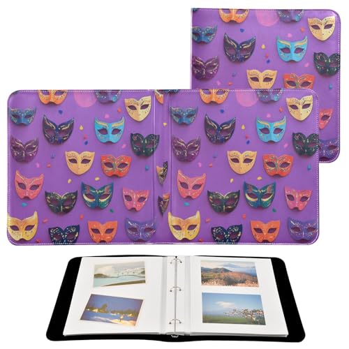 Álbum de fotos adhesivo DIY Scrapbook con máscara de Carnaval Mardi Gras, encuadernador de anillas de 3 anillos, 40 páginas de 8x10 para recuerdos miniatura 2
