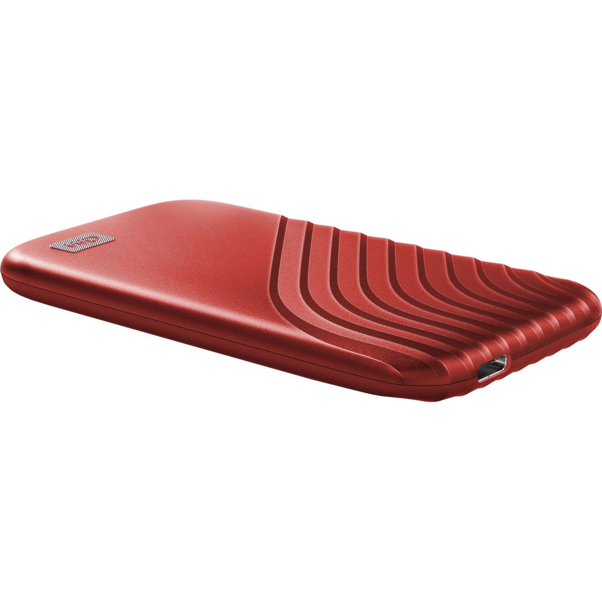 WD My Passport SSD 2 TB mobiler SSD Speicher (NVMe-Technologie, USB-C und USB 3.2 Gen-2 kompatibel, Lesen 1050 MB/s, Schreiben 1000 MB/s) Rot