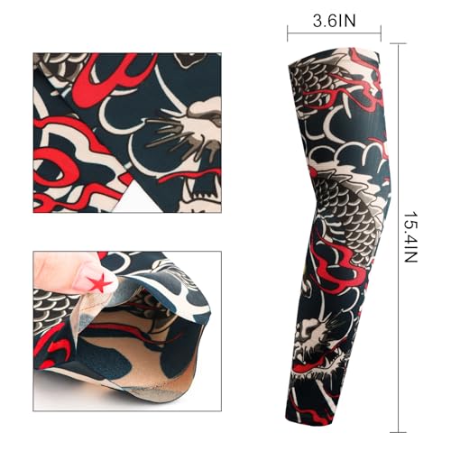 Image of YARIEW Tattoo Sleeves for Men, 6Pcs Fake Tattoos Sleeves to Cover Arms Sun Protection Sleeve Covers for Men and Women (Set 11)