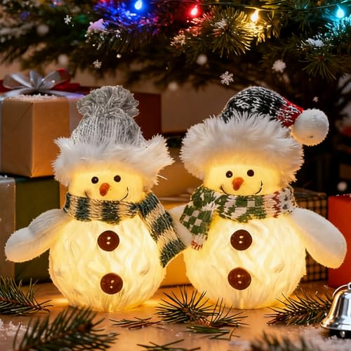 SUNOYA Schneemann Weihnachtsdeko, 2 Stück LED Weihnachten Schneemann...