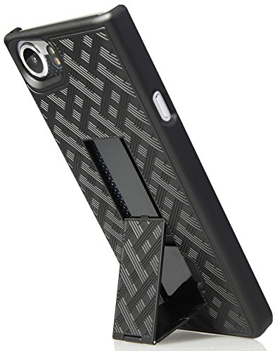 Nakedcellphone HOLCOM-KEYONE Case With Clip For Blackberry Keyone, Nakedcellphone Black Kickstand Cover + Belt Hip Holster thumb #2