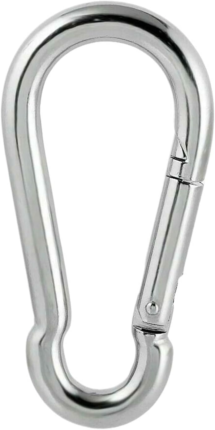 4Pcs Boat 304 Stainless Steel 6x60mm Outside Opening Snap Fastener Hook Carabiner Spring Clip Quick Safe Lock Key-Lock Hardware