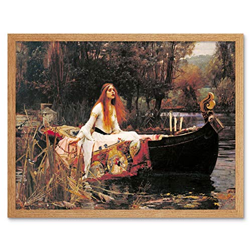 John William Waterhouse The Lady Of Shalott Edit Art Print Framed Poster Wall Decor 12x16 inch, Framed Light Oak 12X16