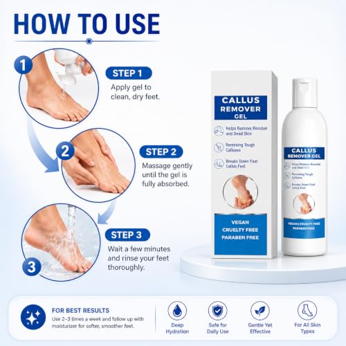 Image of Callus Remover Gel for Feet, Softening and Exfoliating Formula, Dry Rough Skin Care, 200ml, for Men and Women (1)