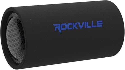 Miniatura 4 de Rockville RTB10A Tubo de graves de subwoofer alimentado de 10 pulgadas, pico de 500 W, graves profundos, amplificador integrado, crossover, control