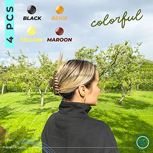 Qitmir Hair Claw Clips - Colorful Hair Claws For Women, Hair Clips For Women, Large Claw Clips For Thick Hair, Hair Styling Accessories, Claw Clips For Thin Hair, Gifts For Her (4 Pack) #TOP6