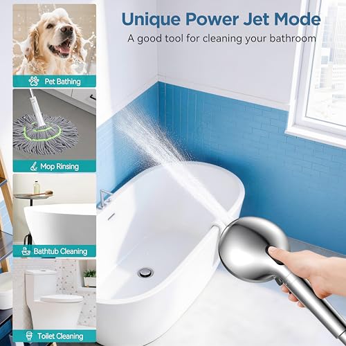 Image of MakeFit Filtered Shower Head with Handheld-10 Modes High Pressure Showerhead with Built-in Power Wash,Long 71-inch Hose & Adjustable Bracket, Water Softener Filter Beads for Hard Water-Remove Chlorine