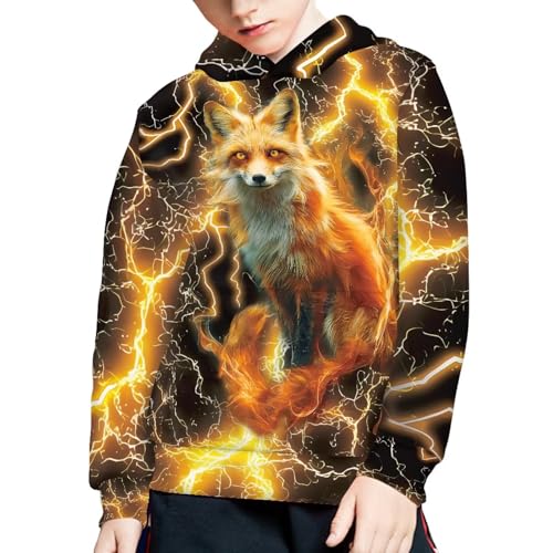 Image of WELLFLYHOM Boys Hooded Sweatshirts Hoodie Pullover Cool Graphic Crewneck Blouses Size 6-16