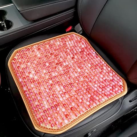 INCH EMPIRE Summer Cool Acrylic Pink Rosy 678pcs Beads Car Seat Cover Office Home Chair Square Pad Breathable Cushion Cover