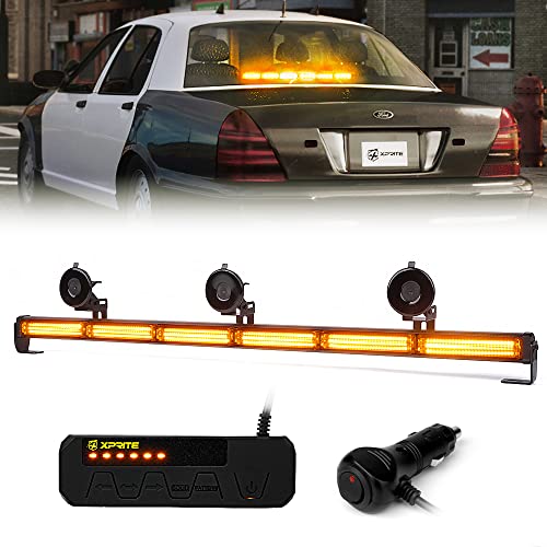 Xprite 35 Amber COB LED Emergency Traffic Advisor Strobe Chase Light Bar Safety Warning Rear Window/Deck/Dash Flashing Directional Lightbar for Construction Vehicles Tow Trucks