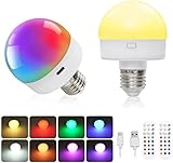 Rechargeable Light Bulb with Remote Control Timer, 2Pcs 3W 16 Colourful Dimmable Battery Powered Light Bulbs E27 Magnetic Base Detachable Charging LED Bulb for Non Hardwired Lamps, Wall Sconce,Home - Image 1