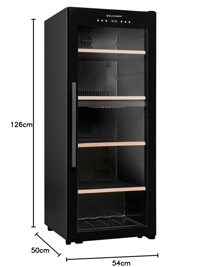 CLIMADIFF 2 Zonen Weinkühlschrank CLD115B1 110 Flaschen Glastür UV-undurchlässig 5°C bis 20°C freistehend