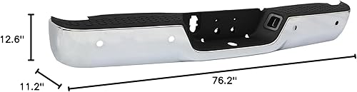 Miniatura 10 de Parachoques trasero cromado para Dodge Ram 1500 2009-2018, Ram 2500 3500 2010-2012, con orificios de sensor de ayuda de estacionamiento, sin escape