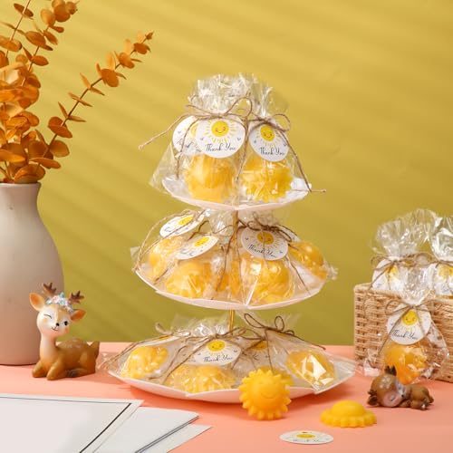 demissle 20 pcs sun soap baby shower favors for sunshine party here comes the son baby favors mini handmade soap gifts with thank you card for guest gender reveal party decoryellow