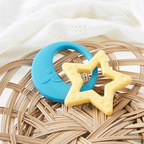 Image of C.R. Gibson 100% Food Grade Silicone Star Baby Teether for Infants, 2.75 inch x 4.25 inch, Multicolor (Pack of 2)