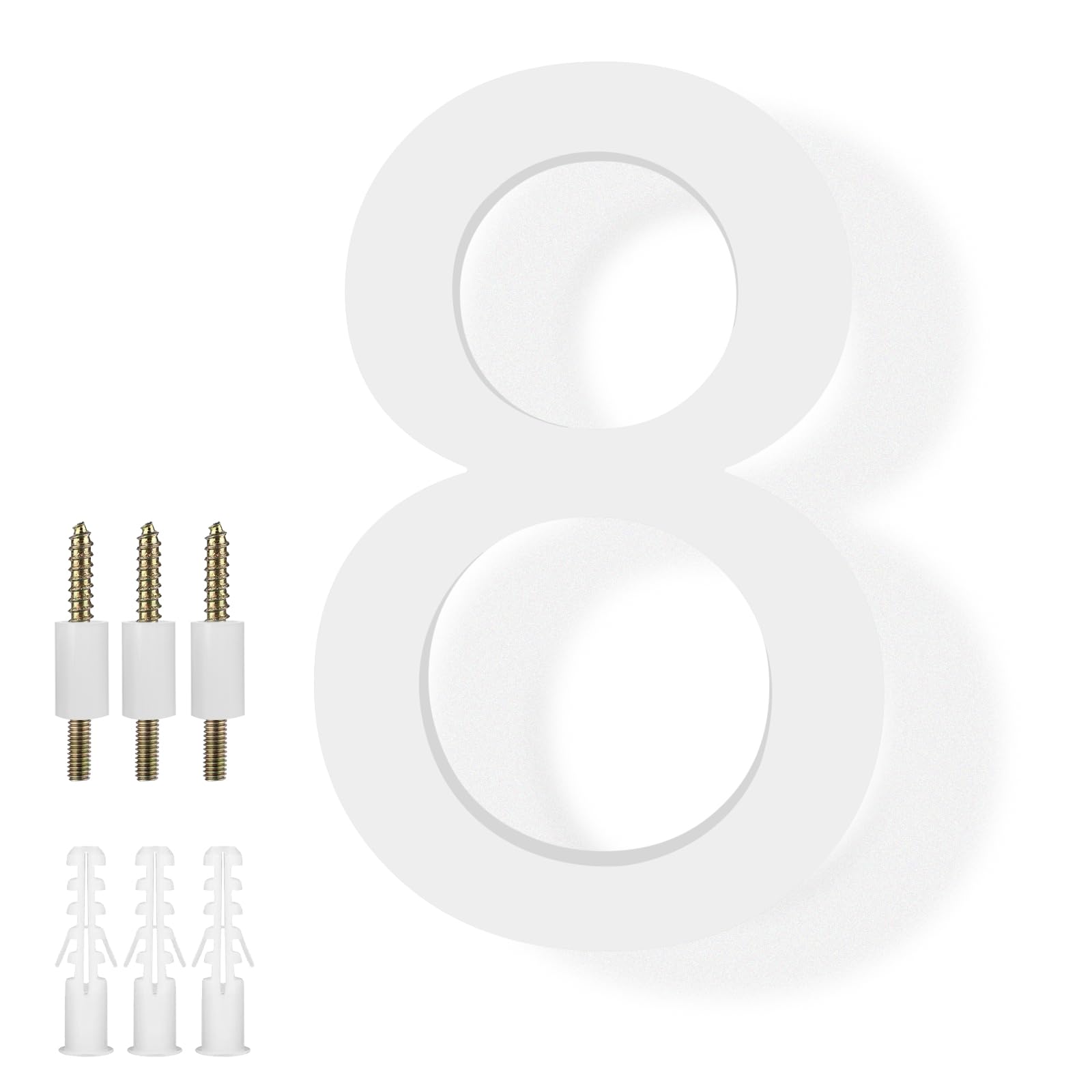 DEWEL 8 Inch White Floating House Numbers, 911 Address Numbers for Outside
