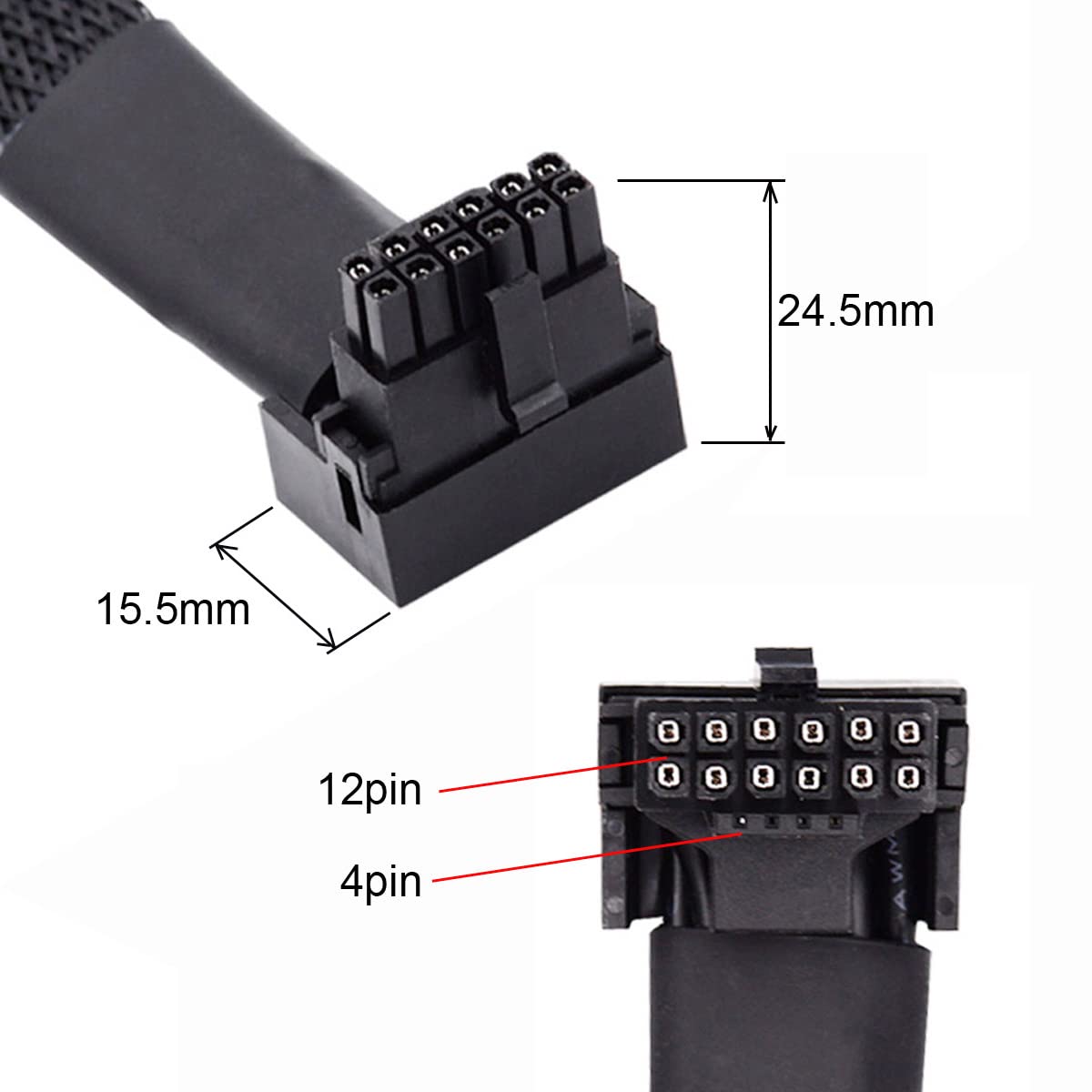 CY 12VHPWR ATX3.0 PCI-E 5.0 Power Modular Cable Male to Female Down Angled 90 Degree Extension 17cm Compatible for 3080 3090TI PSU 16Pin 12+4P Graphics Card