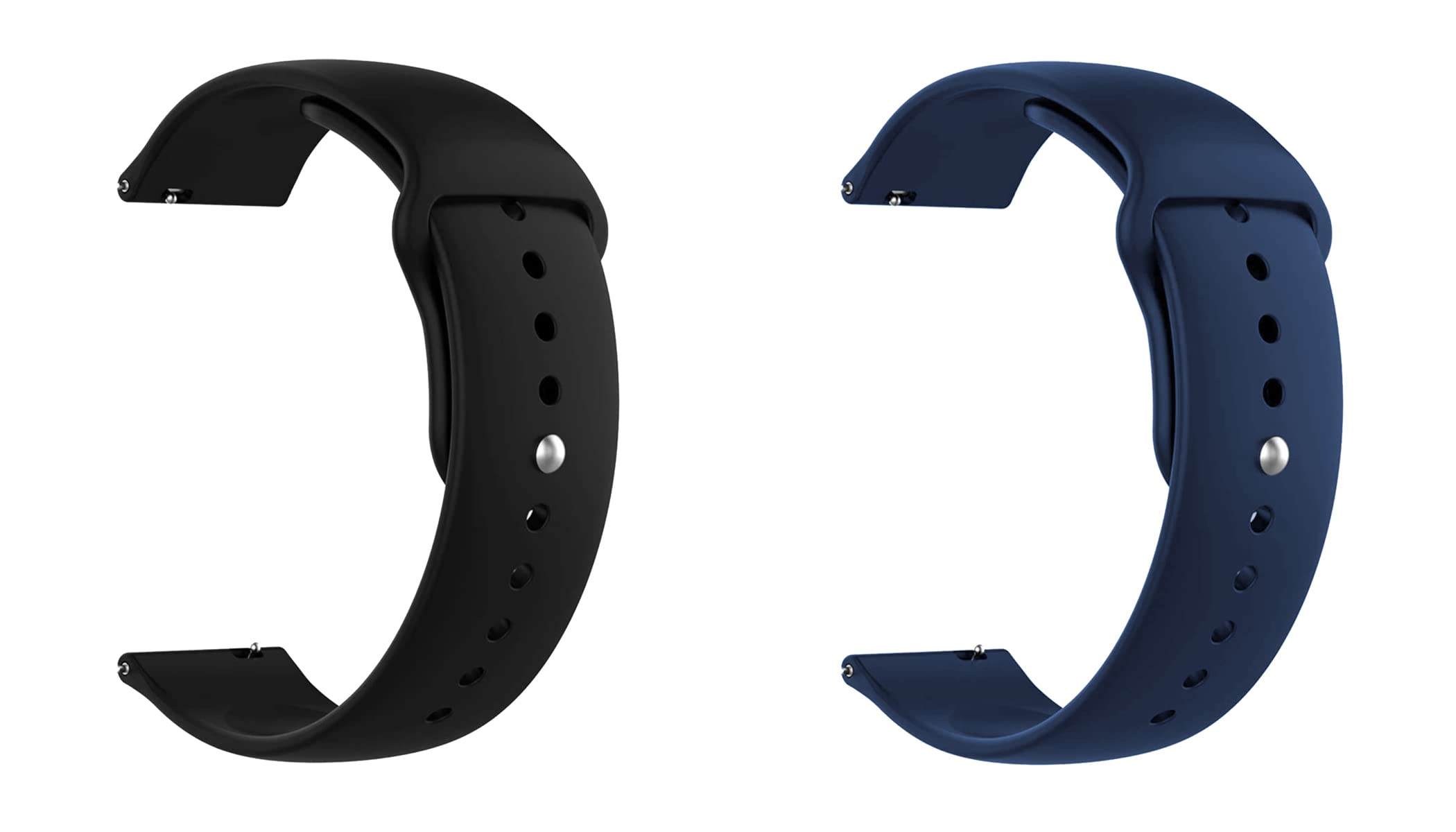 ACM Pack of 2 Watch Strap Silicone Belt 22mm Compatible with Pebble Impulse Smartwatch Sports Band (Black/Dark Blue)