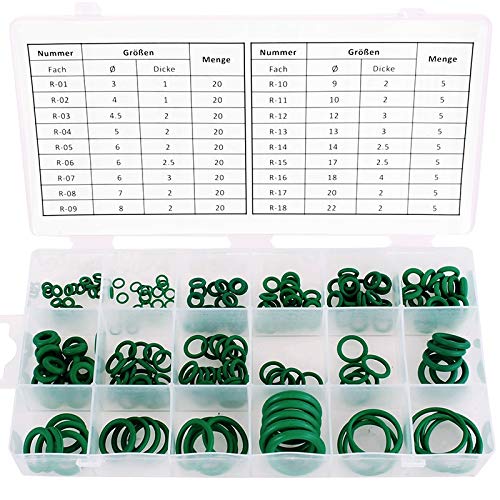 TECPO HNBR 300567 Assortiment de 225 joints toriques en caoutchouc pour système de climatisation Cover