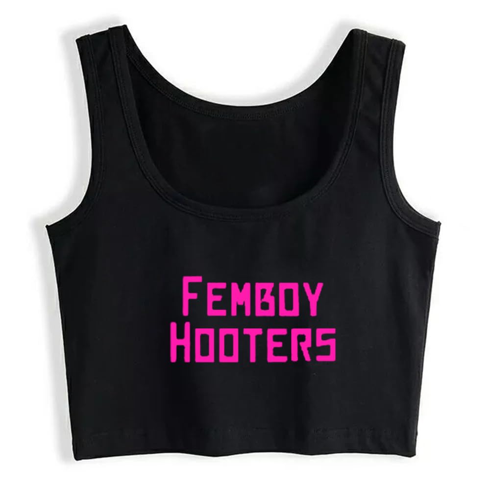 Amazon.com: Femboy Hooters Female Crop Top Shirt Black : Clothing, Shoes \u0026  Jewelry